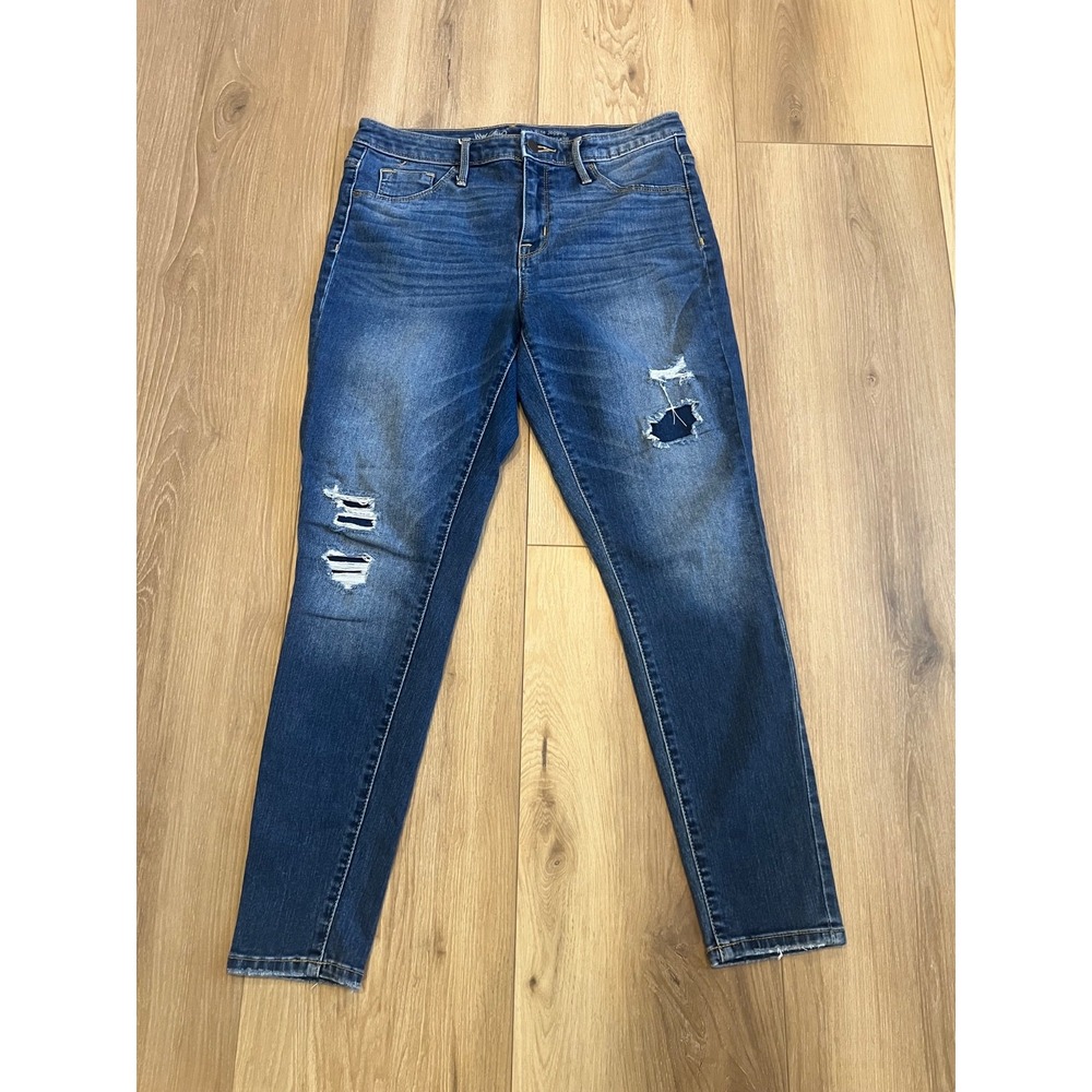 Mossimo Womens Jeans Size 8/29R High Rise Jegging Skinny Distressed Stretch Blue